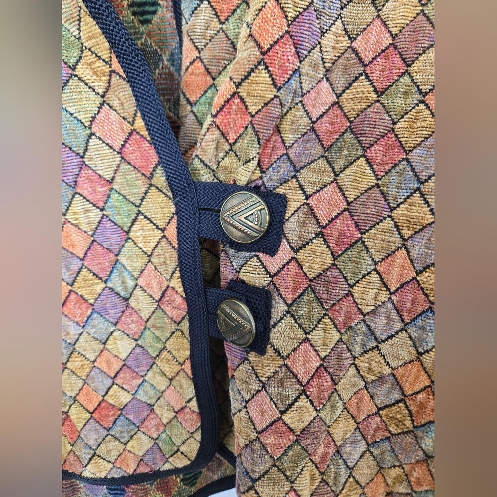 Beluga Reversible Patchwork Multicolor Diamond Patterned Jacket Size XL/2X - Picture 6 of 6